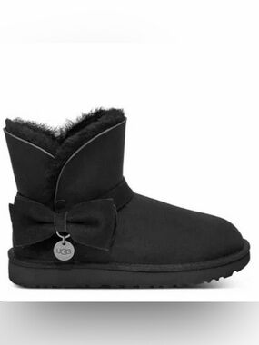 UGG Black Classic Suede Mini Bow Boots
